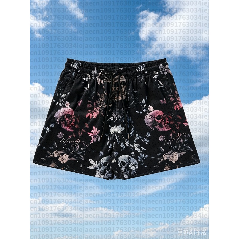 Running Gear Design - 여름 통기성 농구 반바지 해골 불꽃