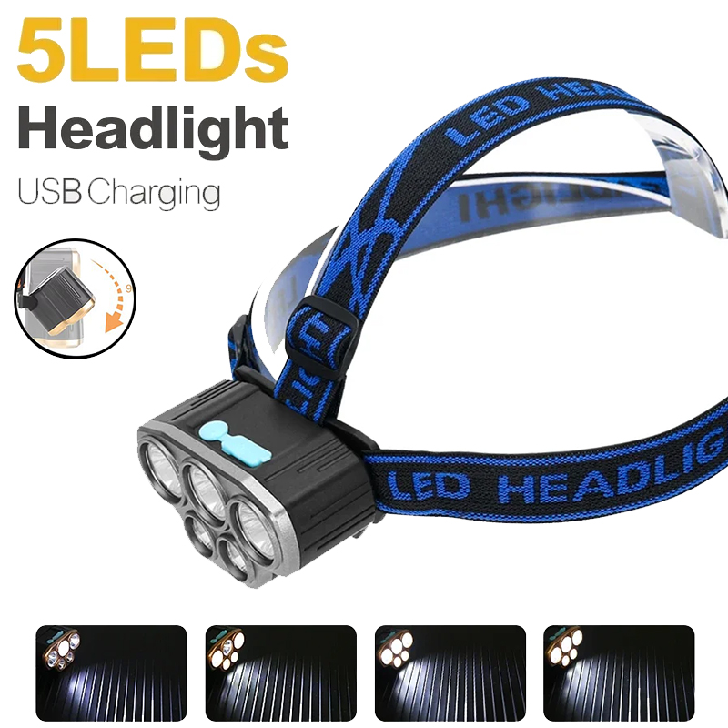 충전식 5 LED 헤드라이트 매우 밝은 강력한 방수 헤 - Running Headlamp Led 리뷰 및 가격